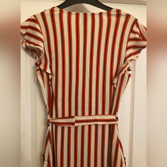 River Island Red Stripe Tie Waist Midi Dress Size 10 RRP £38 - Picture 3 of 5